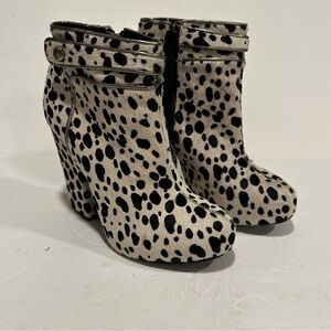 Topshop Unique Vintage Leather Calf Hair Dalmatian Print Boots, Sz 39 (US 8.5)